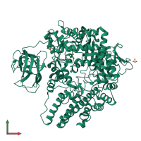 PDB entry 2vcc coloured by chain, front view.