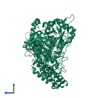 PDB entry 2vcc coloured by chain, side view.