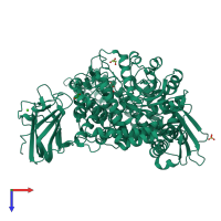 PDB entry 2vcc coloured by chain, top view.