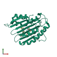 Monomeric assembly 2 of PDB entry 2vck coloured by chemically distinct molecules, front view.
