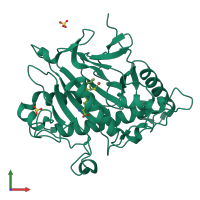 PDB entry 2vcm coloured by chain, front view.