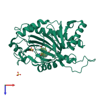 PDB entry 2vcm coloured by chain, top view.