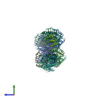 PDB entry 2vcv coloured by chain, side view.