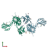 PDB entry 2vd3 coloured by chain, front view.