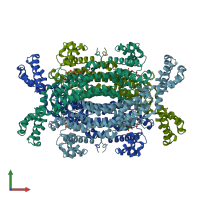 PDB entry 2vd6 coloured by chain, front view.