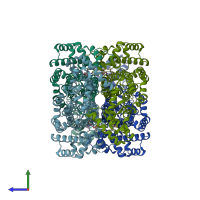 PDB entry 2vd6 coloured by chain, side view.