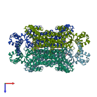 PDB entry 2vd6 coloured by chain, top view.