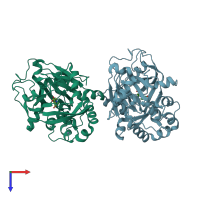 PDB entry 2vd7 coloured by chain, top view.