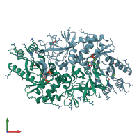 PDB entry 2vd9 coloured by chain, front view.