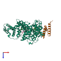 PDB entry 2vdb coloured by chain, top view.