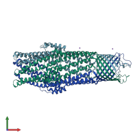 PDB entry 2vdd coloured by chain, front view.