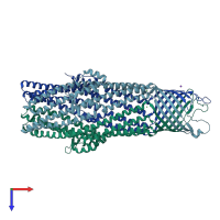 PDB entry 2vdd coloured by chain, top view.