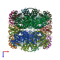 PDB entry 2vdi coloured by chain, top view.