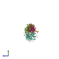 PDB entry 2vdo coloured by chain, side view.