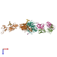 PDB entry 2vdp coloured by chain, top view.