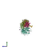 PDB entry 2vdq coloured by chain, side view.