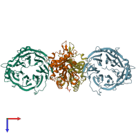 PDB entry 2vdu coloured by chain, top view.