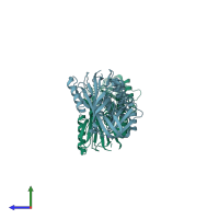 PDB entry 2vdx coloured by chain, side view.