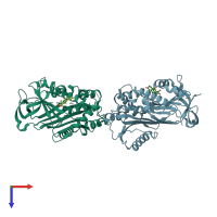 PDB entry 2vdy coloured by chain, top view.