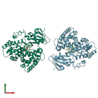 PDB entry 2ve4 coloured by chain, front view.