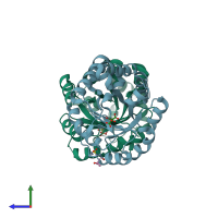 PDB entry 2vek coloured by chain, side view.