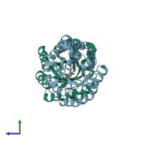 PDB entry 2vem coloured by chain, side view.