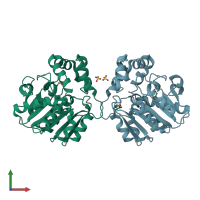 PDB entry 2vf2 coloured by chain, front view.