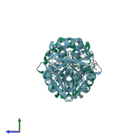 PDB entry 2vf2 coloured by chain, side view.