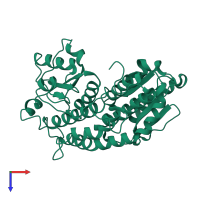 PDB entry 2vf4 coloured by chain, top view.