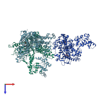 PDB entry 2vf7 coloured by chain, top view.