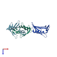 PDB entry 2vf9 coloured by chain, top view.