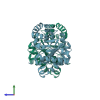 PDB entry 2vff coloured by chain, side view.