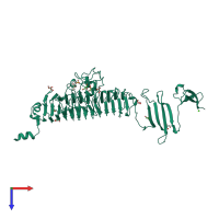 PDB entry 2vfn coloured by chain, top view.