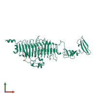 PDB entry 2vfp coloured by chain, front view.