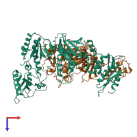 PDB entry 2vg5 coloured by chain, top view.