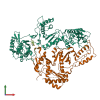 PDB entry 2vg6 coloured by chain, front view.