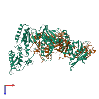 PDB entry 2vg7 coloured by chain, top view.