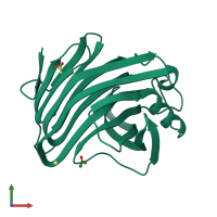 PDB entry 2vg9 coloured by chain, front view.