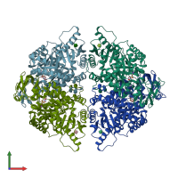 PDB 2vgb coloured by chain and viewed from the front.