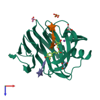 PDB entry 2vgd coloured by chain, top view.