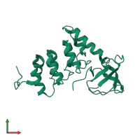 PDB entry 2vge coloured by chain, front view.