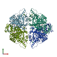 PDB entry 2vgi coloured by chain, front view.