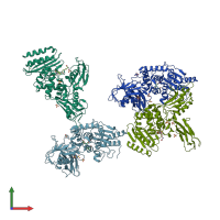 PDB entry 2vgj coloured by chain, front view.