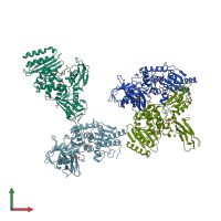 PDB entry 2vgk coloured by chain, front view.