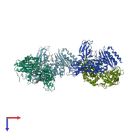 PDB entry 2vgk coloured by chain, top view.