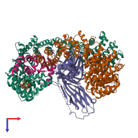 PDB entry 2vgl coloured by chain, top view.