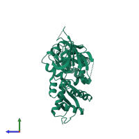 PDB entry 2vgm coloured by chain, side view.