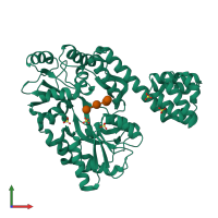 PDB entry 2vgq coloured by chain, front view.