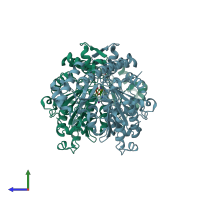 PDB entry 2vgz coloured by chain, side view.