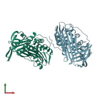 PDB entry 2vh4 coloured by chain, front view.